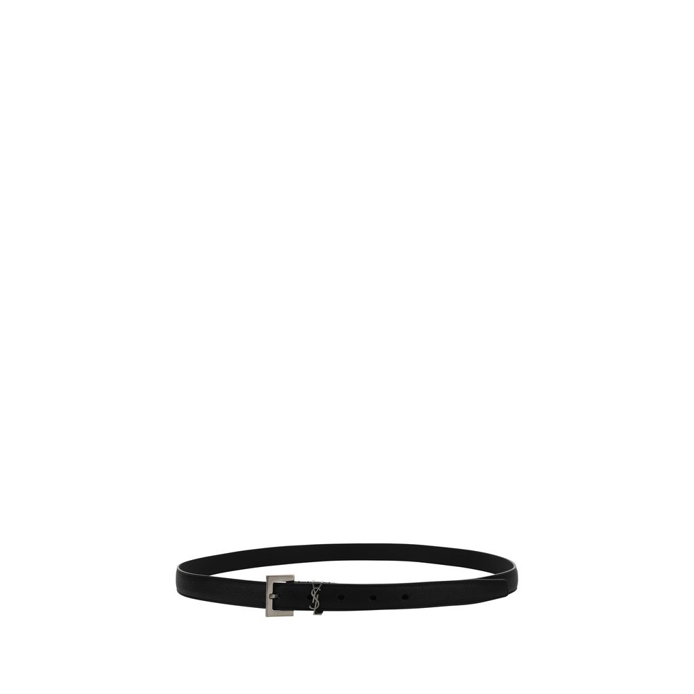 Saint Laurent Cassandre Plaque Belt Black Smooth Leather 20mm YSL Logo