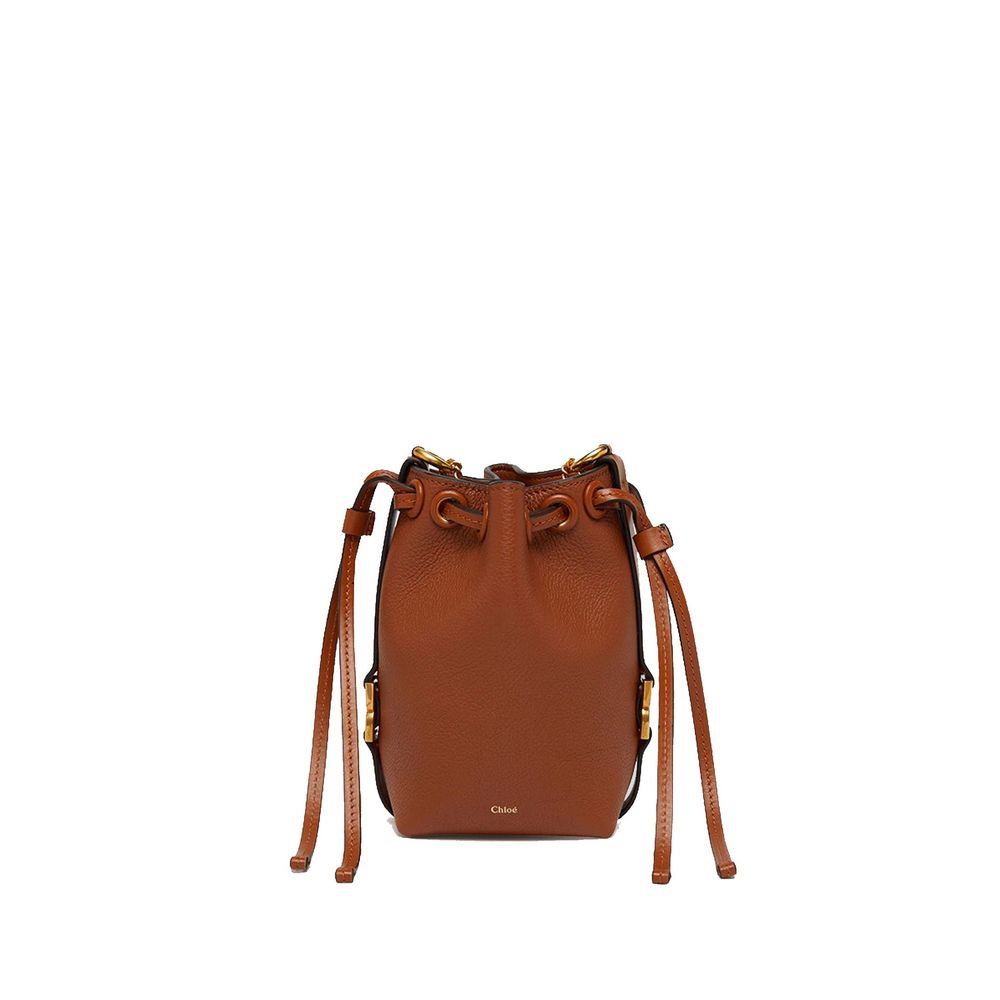 Chloé Sense Small Leather Drawstring Bucket Bag Tan Brown