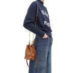 Chloé Sense Small Leather Drawstring Bucket Bag Tan Brown