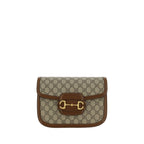 Gucci Horsebit Shoulder Bag Beige Ebony GG Supreme Canvas