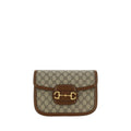 Gucci Horsebit Shoulder Bag Beige Ebony GG Supreme Canvas
