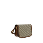Gucci Horsebit Shoulder Bag Beige Ebony GG Supreme Canvas