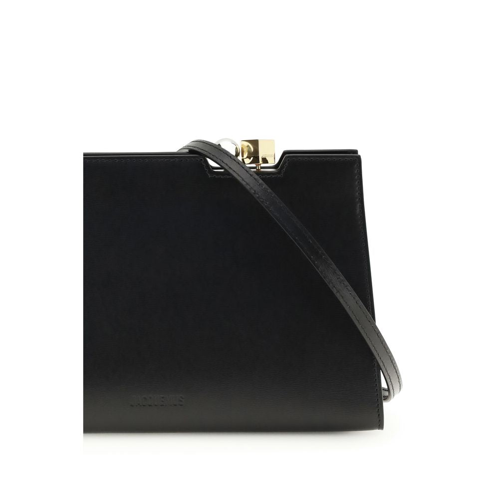 Jacquemus Le Salon Leather Shoulder Bag in Black