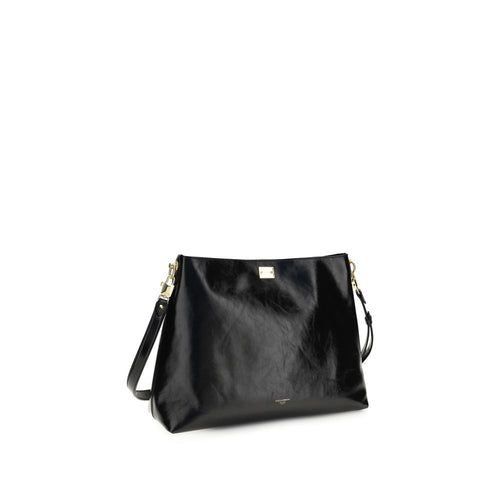Dolce & Gabbana Large Vittoria Leather Shoulder Bag in Black
