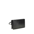 Tom Ford Double T Black Croc-Effect Leather Shoulder Bag