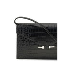 Tom Ford Double T Black Croc-Effect Leather Shoulder Bag