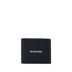 Balenciaga Logo Calf Leather Bifold Wallet Black