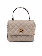 Versace Medusa Quilted Lambskin Top Handle Bag Taupe