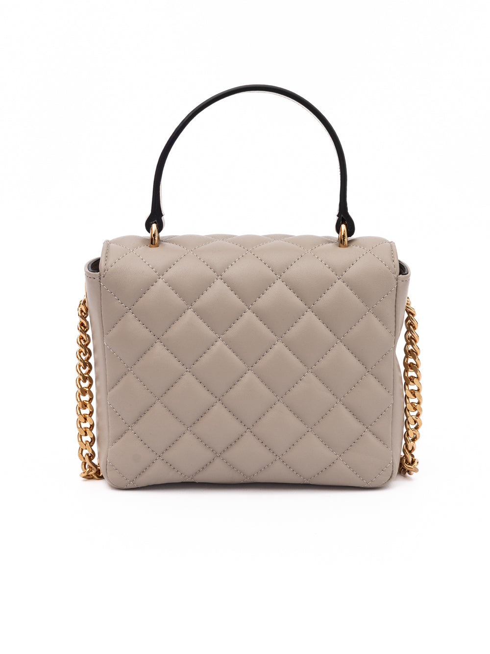 Versace Medusa Quilted Lambskin Top Handle Bag Taupe