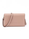 Jimmy Choo Embossed Logo Shoulder Bag Powder Pink Calf Leather