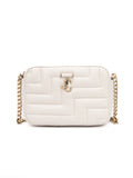 Jimmy Choo White Leather Avenue Camera Crossbody Bag