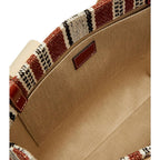 Chloé Large Woody Tote Bag Striped Linen