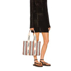 Chloé Large Woody Tote Bag Striped Linen