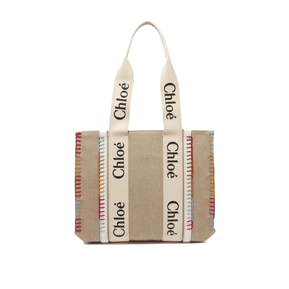 Chloé Beige Linen Tote Bag