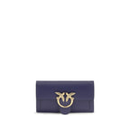 Pinko Love One Leather Wallet on Chain in Indigo Blue