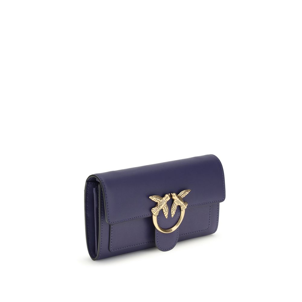 Pinko Love One Leather Wallet on Chain in Indigo Blue