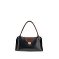 Versace Vivian Medium Leather Shoulder Bag Black Brown