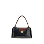 Versace Vivian Medium Leather Shoulder Bag Black Brown