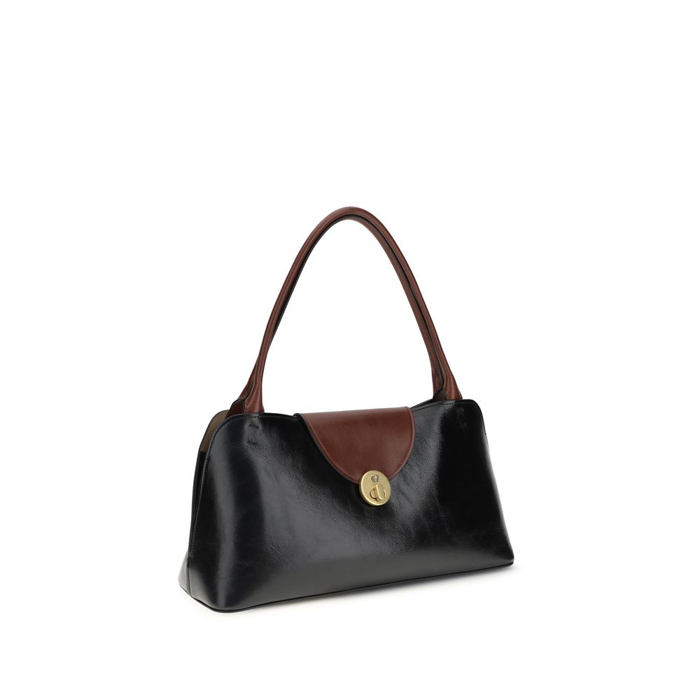 Versace Vivian Medium Leather Shoulder Bag Black Brown