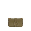 Pinko Love One Simply Small Shoulder Bag Khaki Leather
