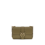 Pinko Love One Simply Small Shoulder Bag Khaki Leather