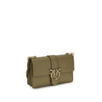 Pinko Love One Simply Small Shoulder Bag Khaki Leather