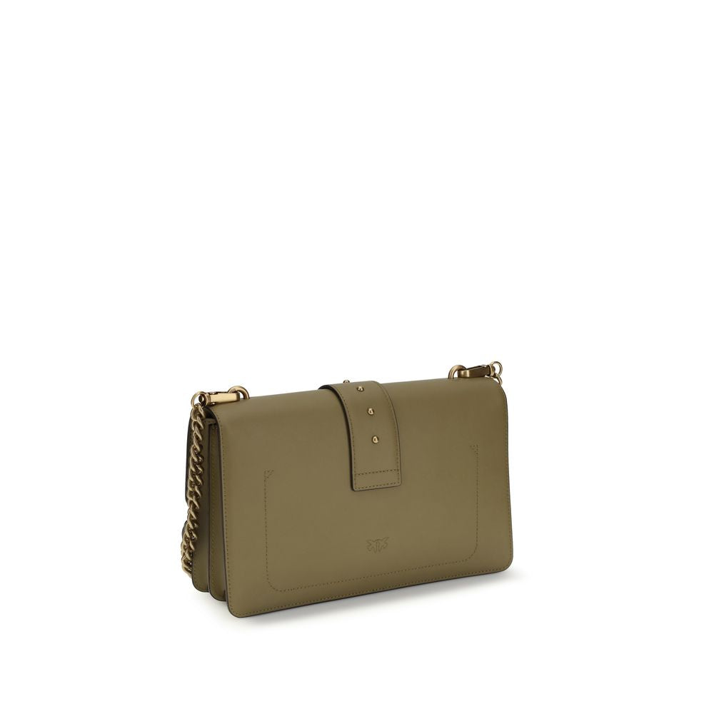 Pinko Love One Simply Small Shoulder Bag Khaki Leather