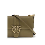 Pinko Love One Simply Small Shoulder Bag Khaki Leather