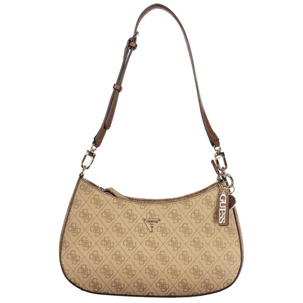 GUESS Jeans Noelle II Beige Monogram Shoulder Bag