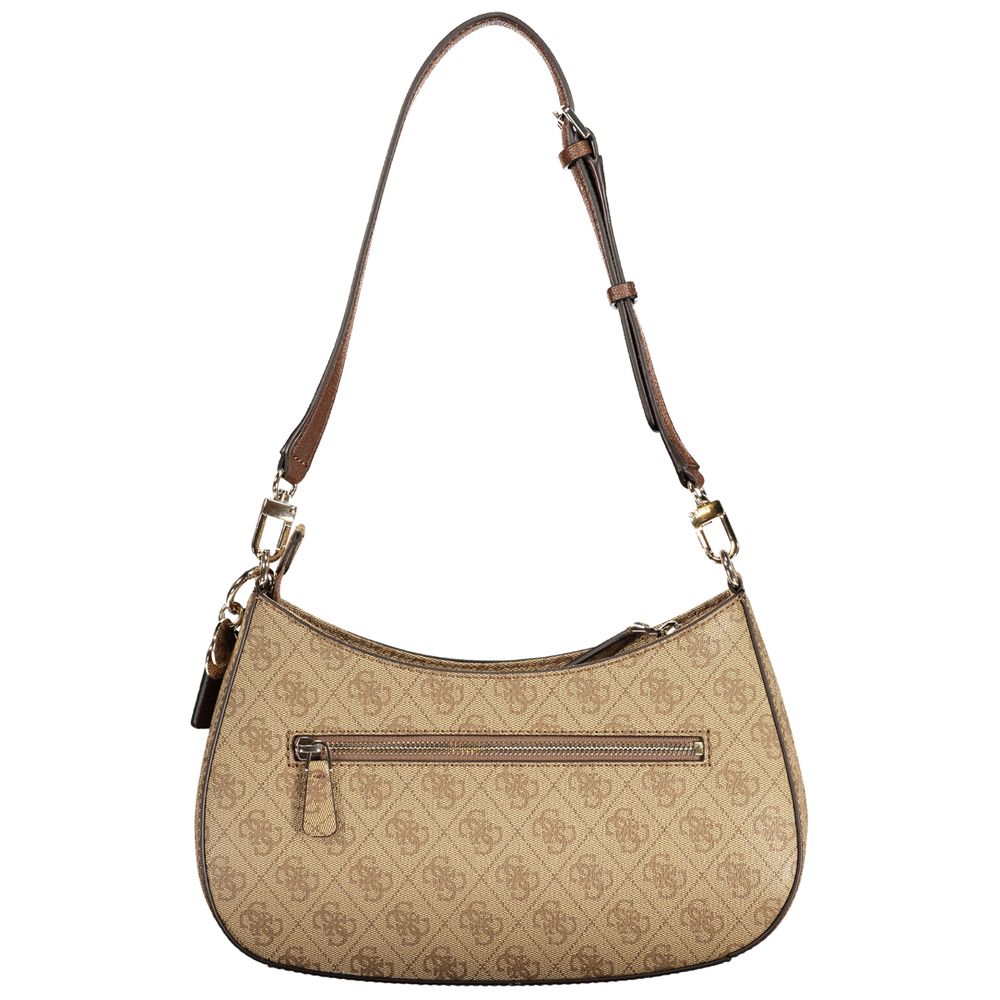 GUESS Jeans Noelle II Beige Monogram Shoulder Bag