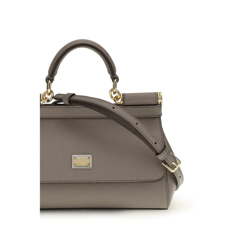 Dolce & Gabbana Sicily Small Taupe Calf Leather Handbag