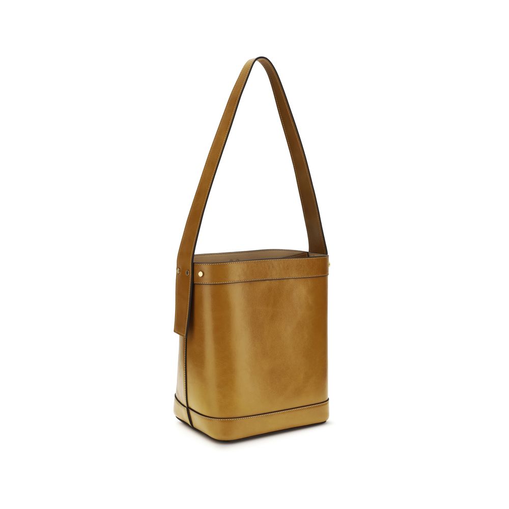 Versace Small Pivot Leather Bucket Bag Gold