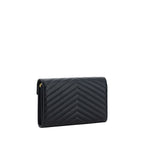 Saint Laurent Monogram Chain Wallet Quilted Lambskin Black