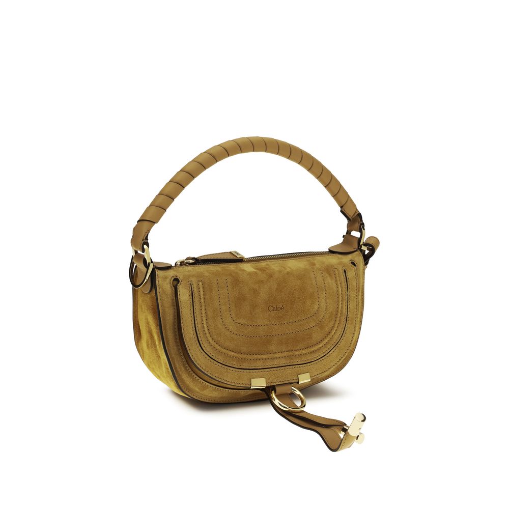 Chloé Marcie Mini Shoulder Bag Suede Calfskin Brown