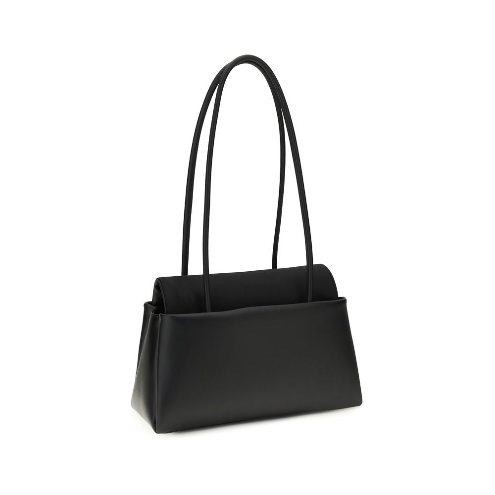 Prada Smooth Leather East-West Shoulder Bag in Black