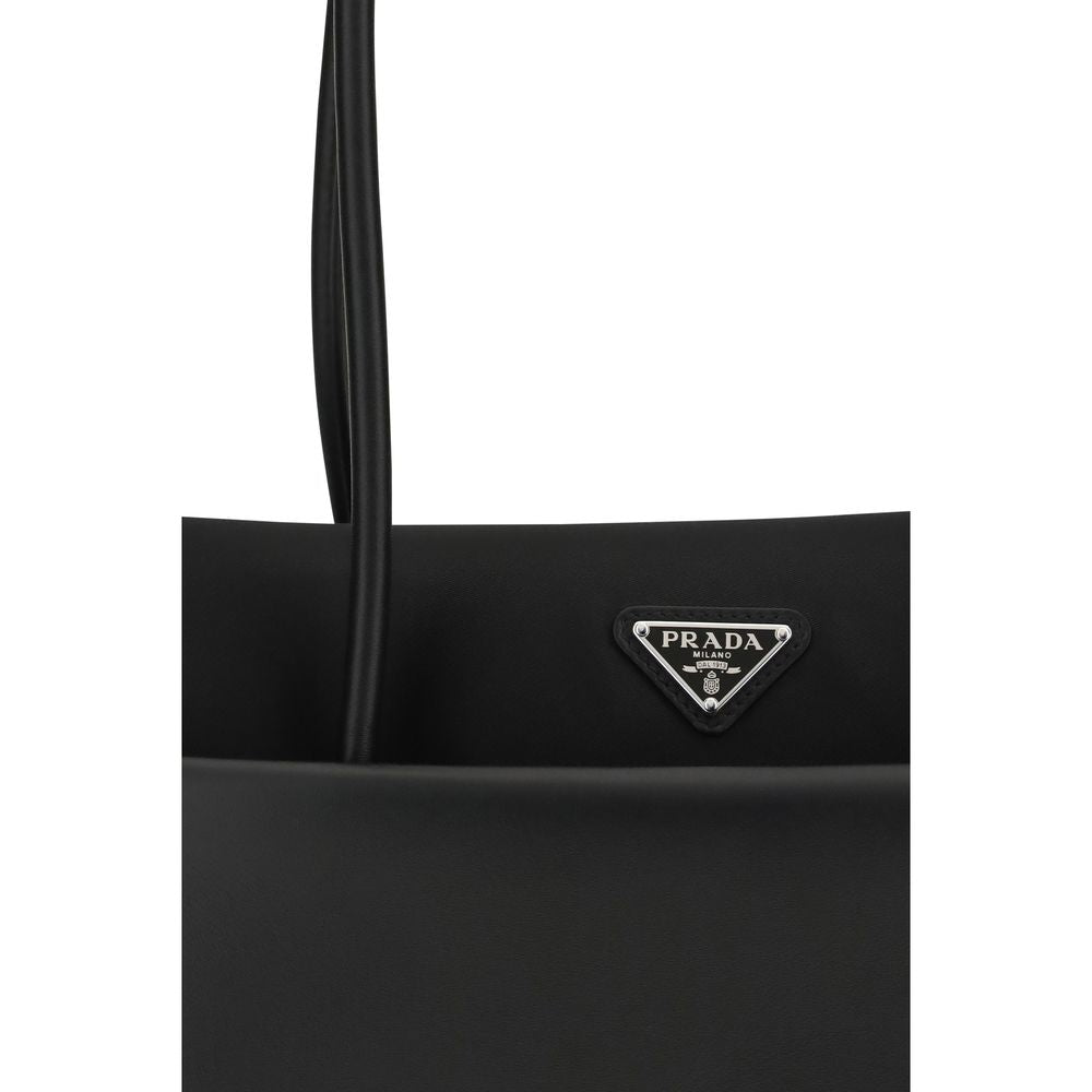 Prada Smooth Leather East-West Shoulder Bag in Black