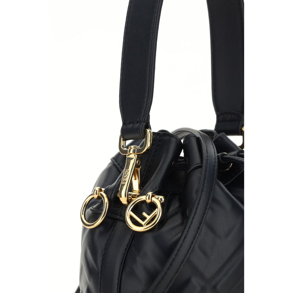 Fendi Mon Tresor FF Embossed Bucket Bag in Black