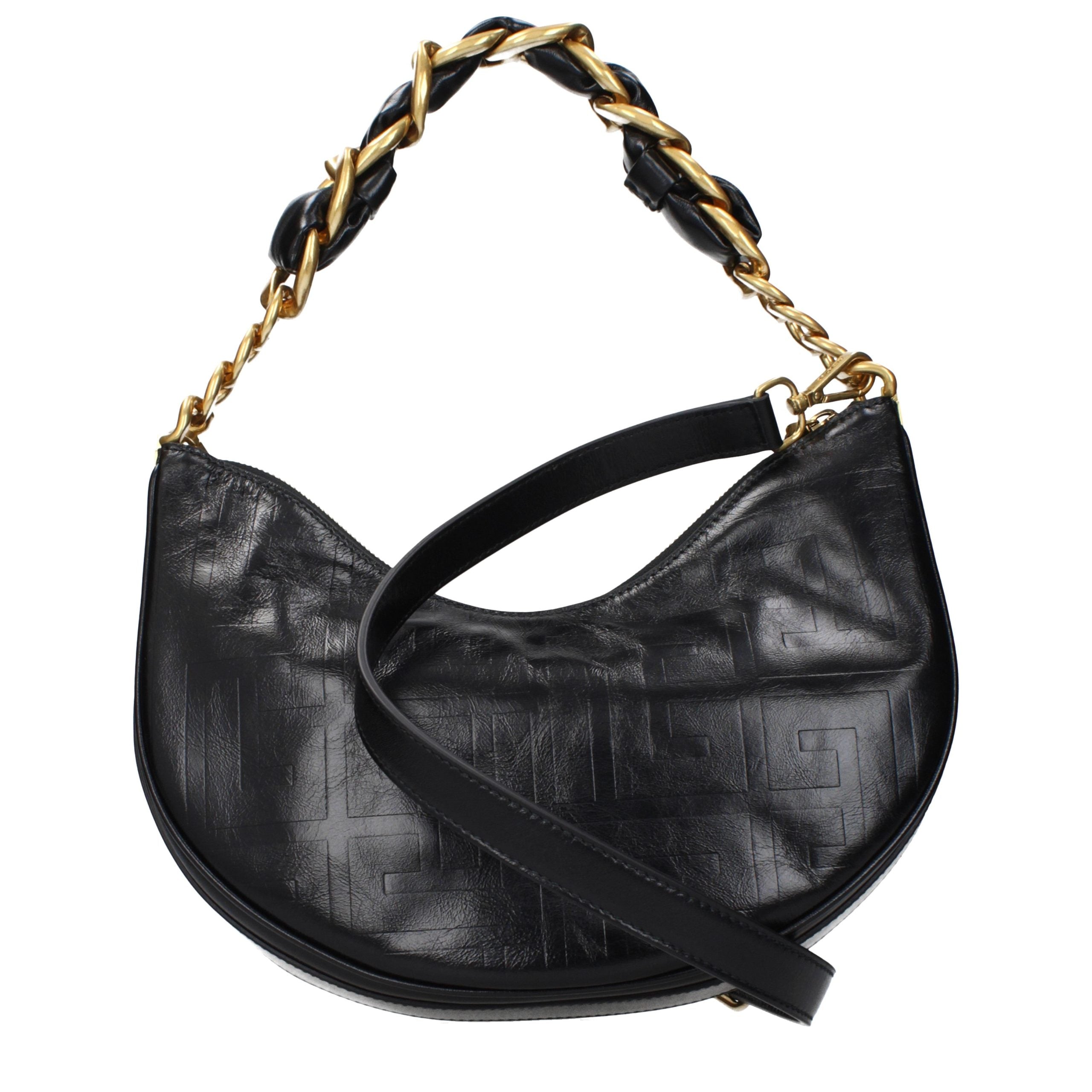 Balmain Logo Hobo Shoulder Bag Black Leather