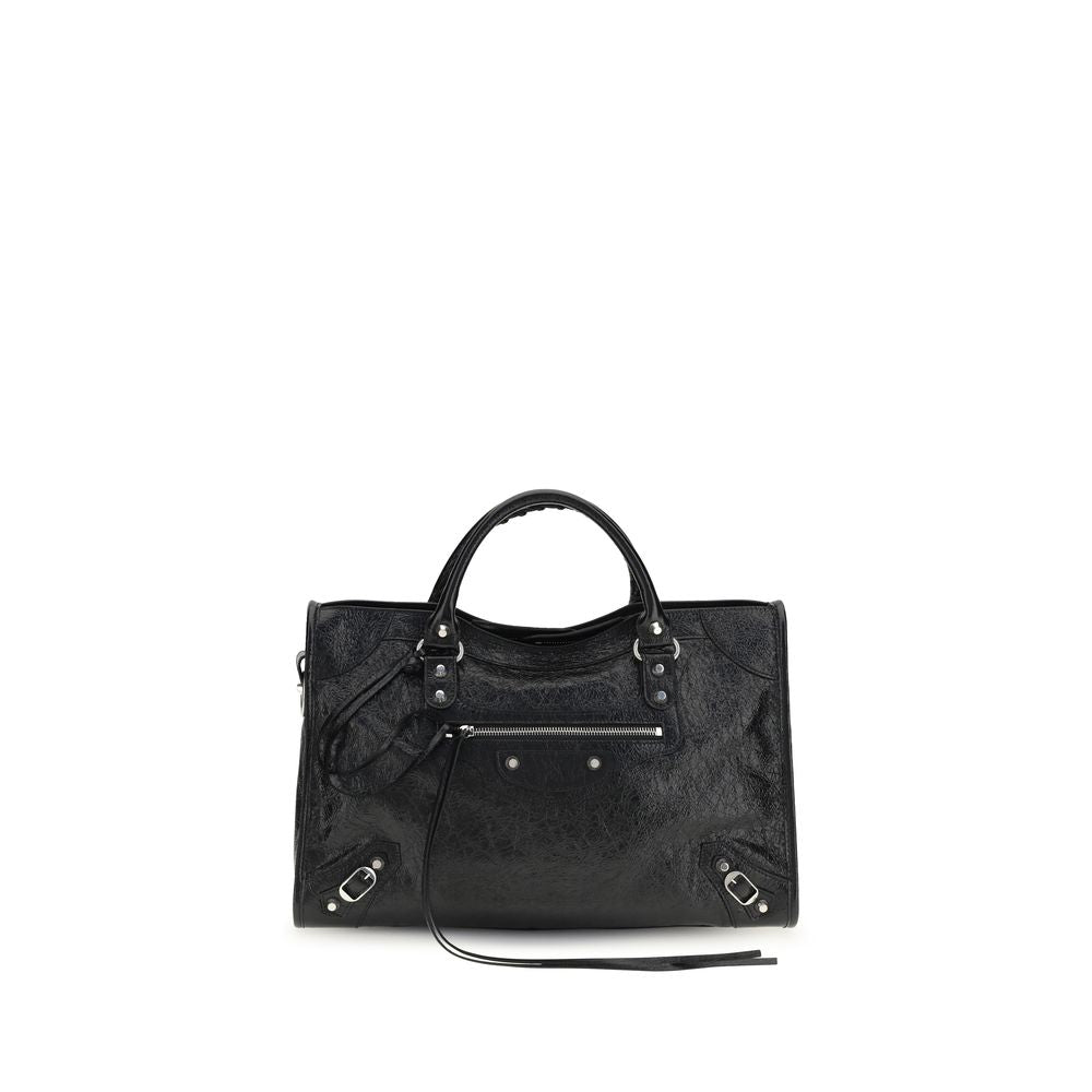 Balenciaga Le City Medium Lambskin Leather Handbag Black
