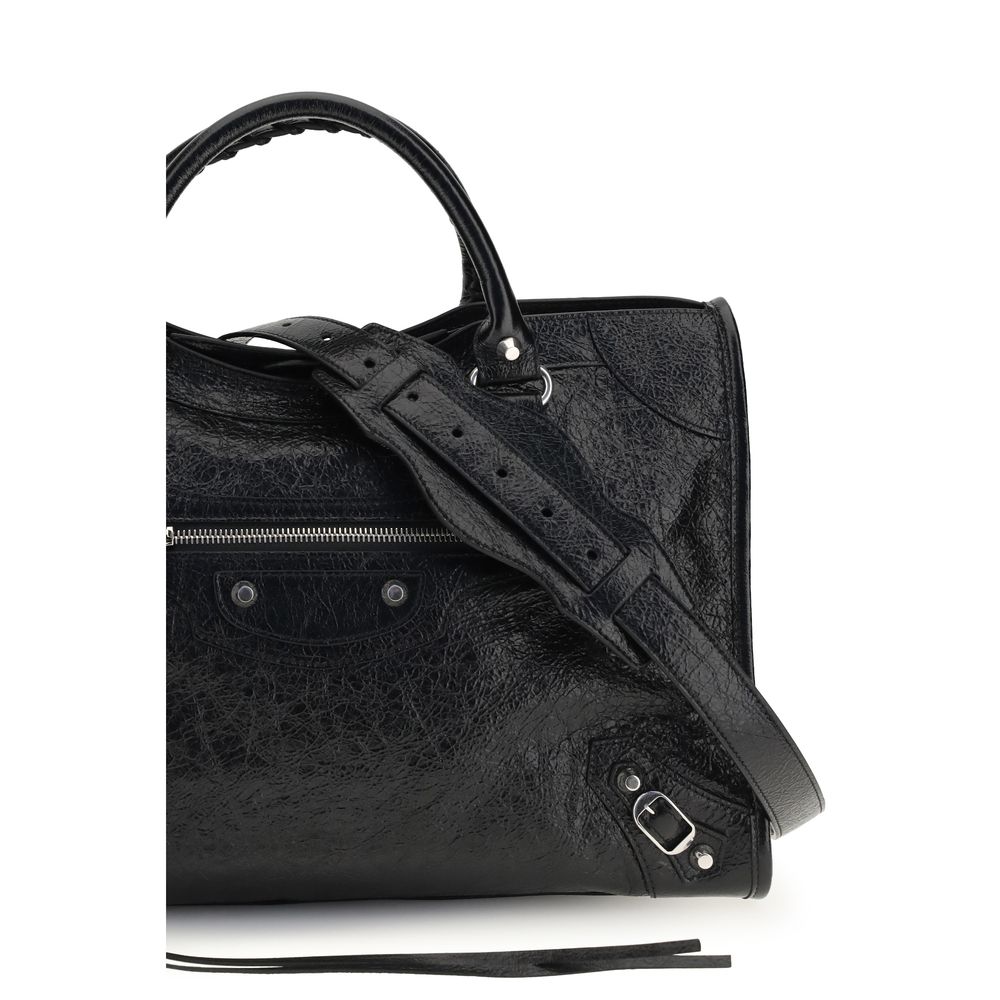 Balenciaga Le City Medium Lambskin Leather Handbag Black