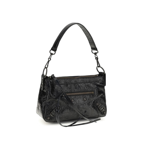 Balenciaga Le City Moto Mini Leather Shoulder Bag in Black