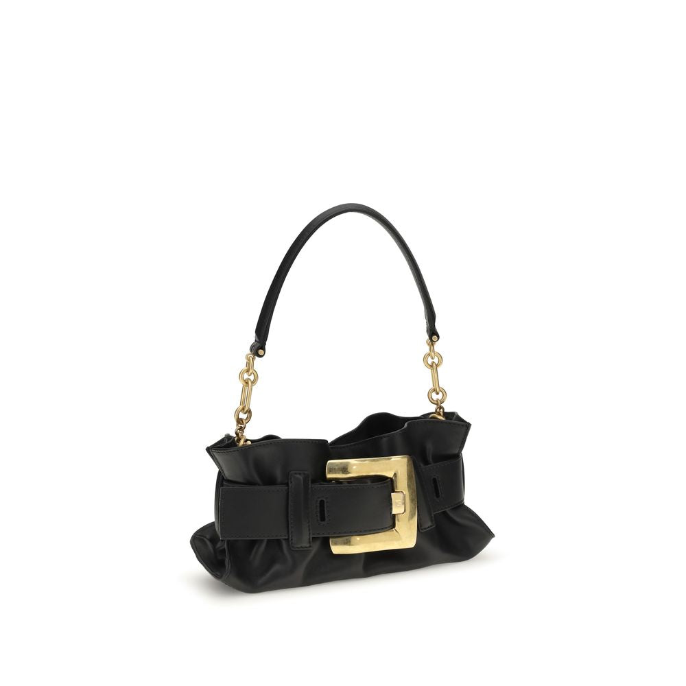 Balmain Black Calf Leather Bos Taurus Shoulder Bag