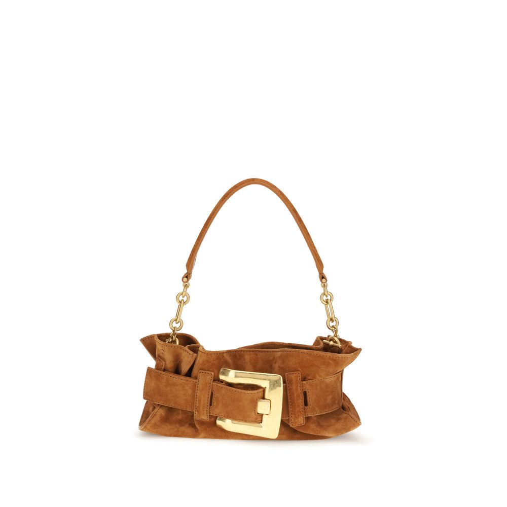 Balmain Anthem Mini Bag Brown Suede Leather
