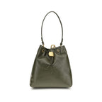 Balmain Pulse Bucket Bag Khaki Green Calfskin Leather