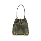 Balmain Pulse Bucket Bag Khaki Green Calfskin Leather