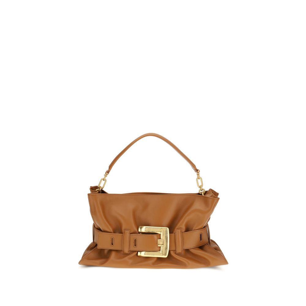 Balmain Medium Anthem Shoulder Bag Tan Calfskin Leather