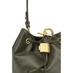 Balmain Pulse Bucket Bag Khaki Green Calfskin Leather