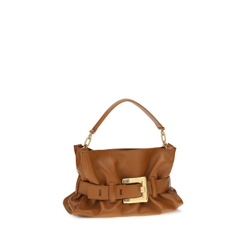 Balmain Medium Anthem Shoulder Bag Tan Calfskin Leather