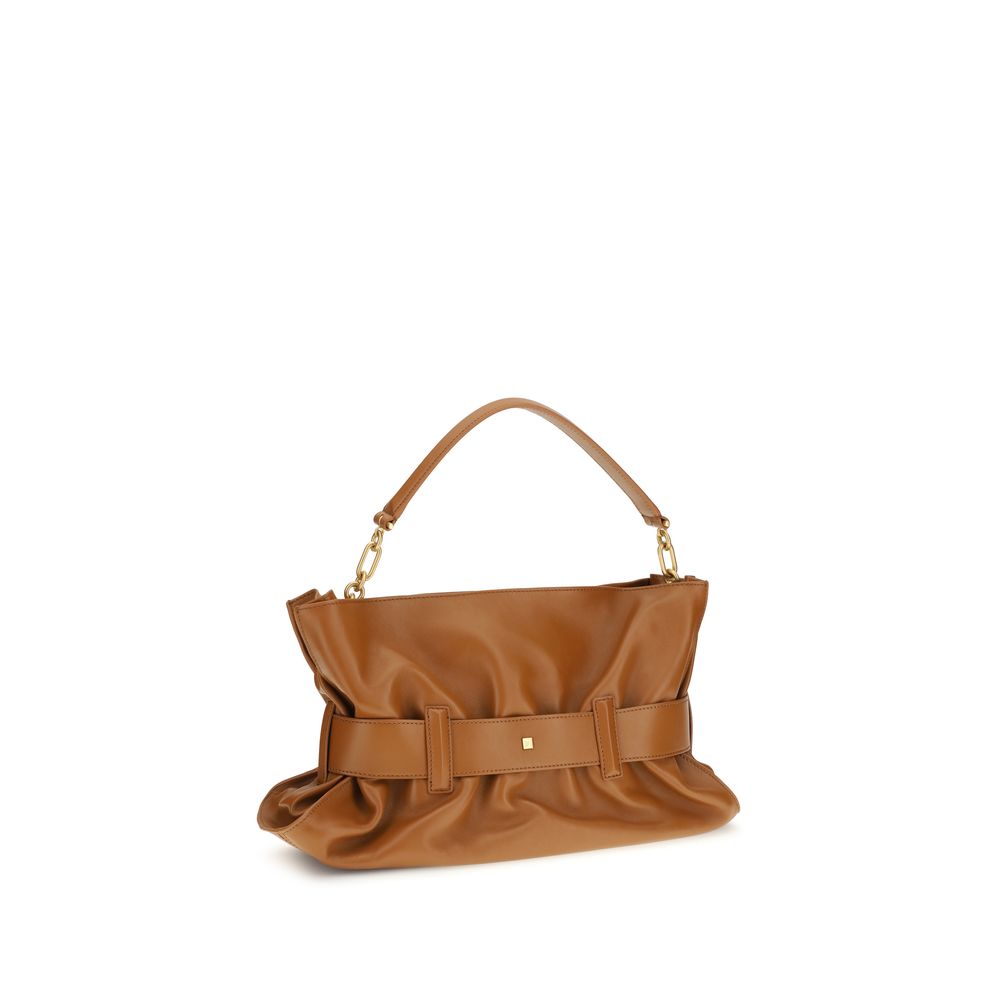 Balmain Medium Anthem Shoulder Bag Tan Calfskin Leather
