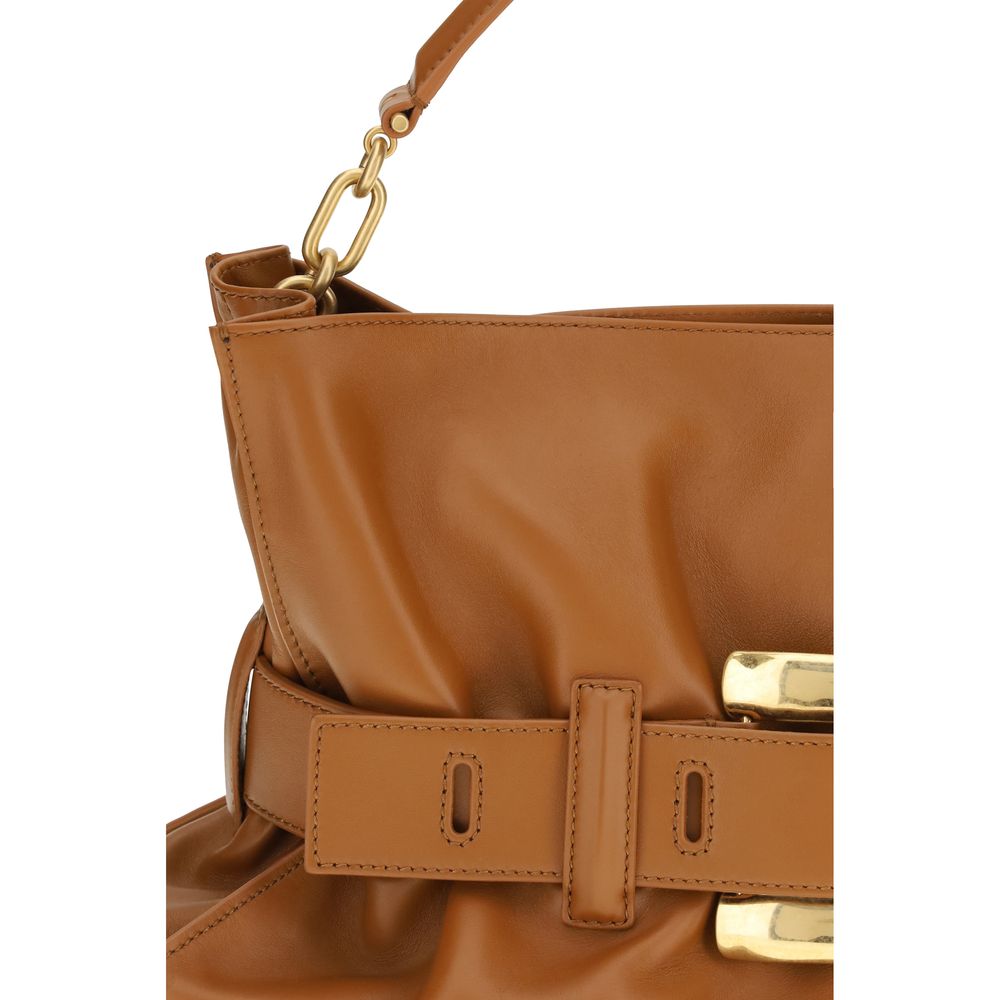 Balmain Medium Anthem Shoulder Bag Tan Calfskin Leather